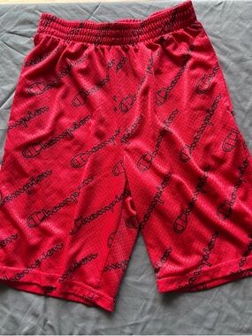 Youth Champion Red Mesh Logo Athletic Shorts